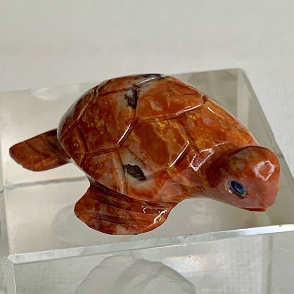 SEA TURTLE Soapstone Figurine MINI Carved Red Stone Crystal Animal Figure 1.5" - Picture 13 of 15